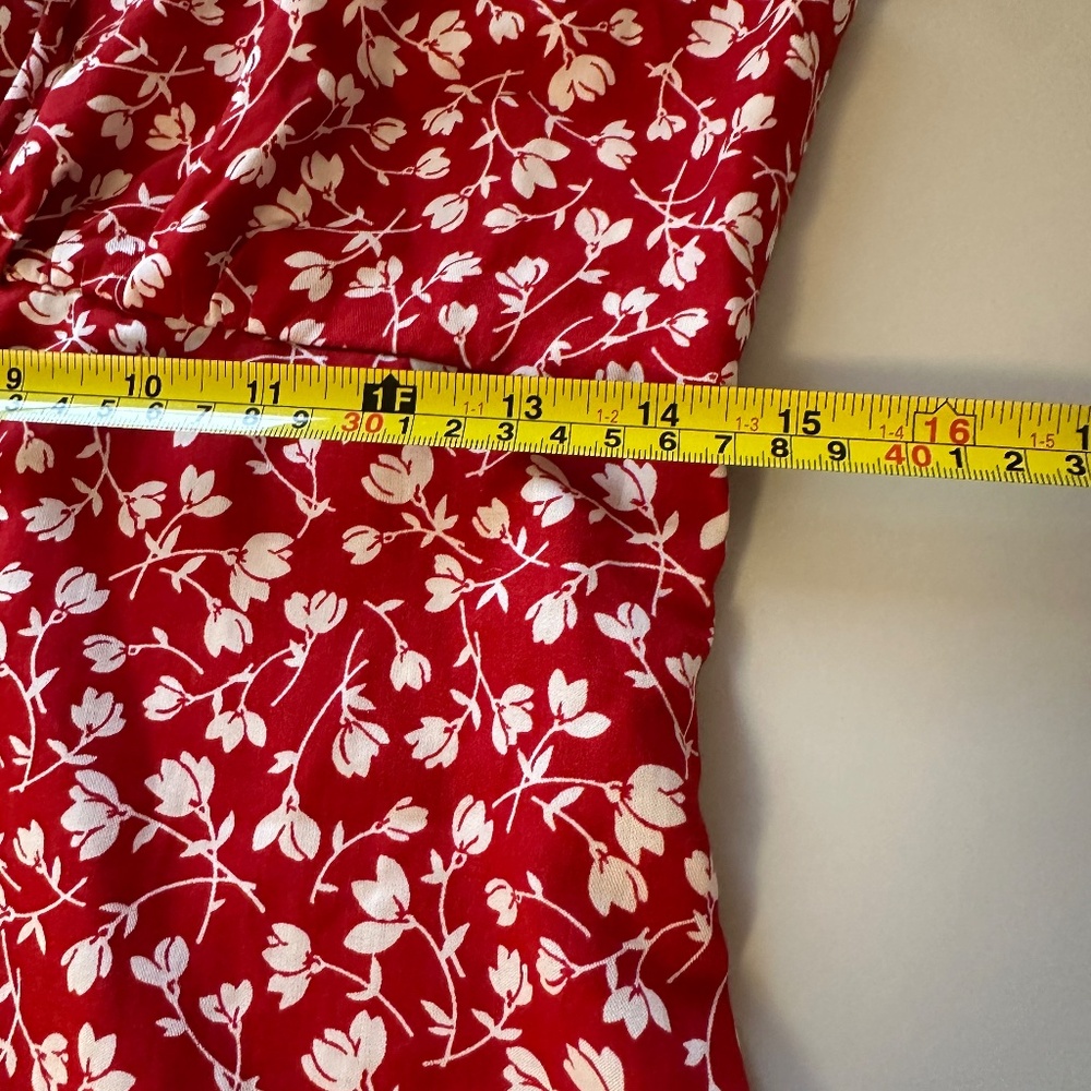 Reformation Felix Red Floral-Print Mini Dress | Size 4 - Picture 13 of 15